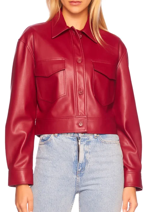 womens-red-faux-leather-crop-cargo-jacket