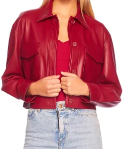 womens-red-faux-leather-crop-cargo-jacket