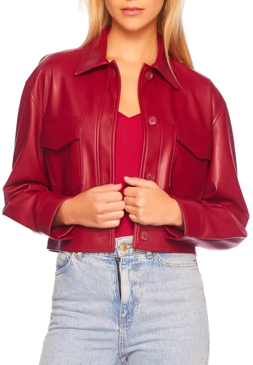 womens-red-faux-leather-crop-cargo-jacket