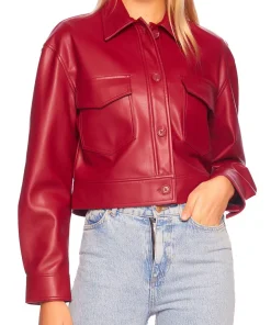 womens-red-faux-leather-crop-cargo-jacket