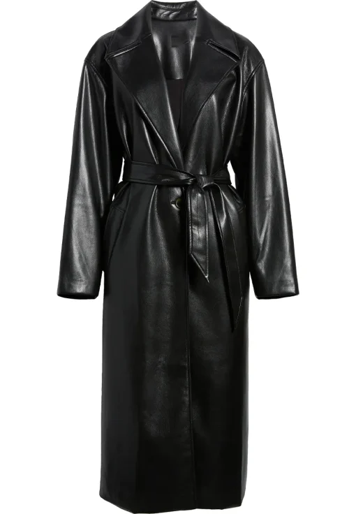 womens-sleek-black-faux-leather-trench-coat