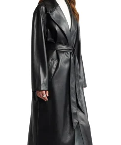 womens-sleek-black-faux-leather-trench-coat