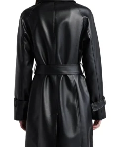 womens-snap-front-black-faux-leather-coat