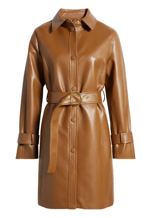 womens-snap-front-cognac-faux-leather-coat