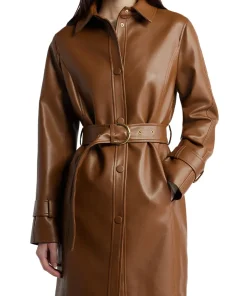womens-snap-front-cognac-faux-leather-coat