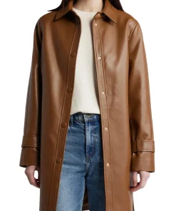 womens-snap-front-cognac-faux-leather-coat