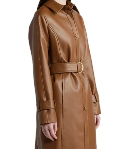 womens-snap-front-cognac-faux-leather-coat