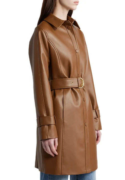 womens-snap-front-cognac-faux-leather-coat