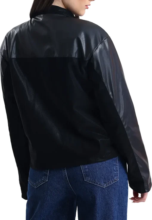 womens-striped-black-faux-leather-racer-jacket