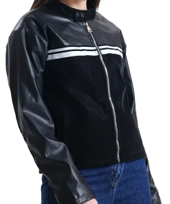 womens-striped-black-faux-leather-racer-jacket