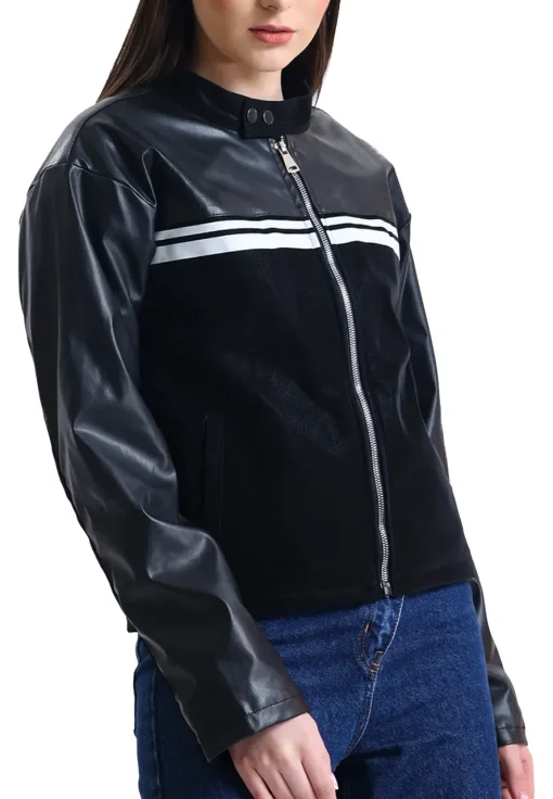 womens-striped-black-faux-leather-racer-jacket