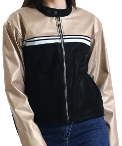 womens-striped-gold-faux-leather-racer-jacket