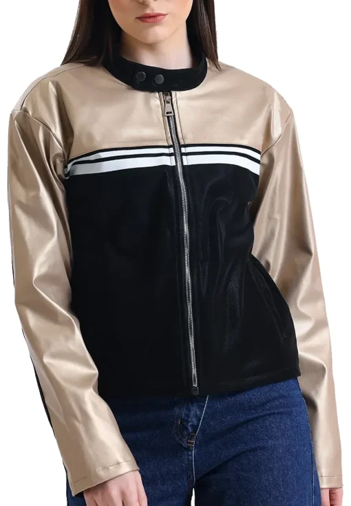 womens-striped-gold-faux-leather-racer-jacket