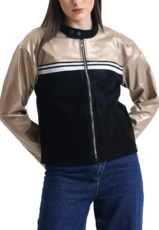 womens-striped-gold-faux-leather-racer-jacket