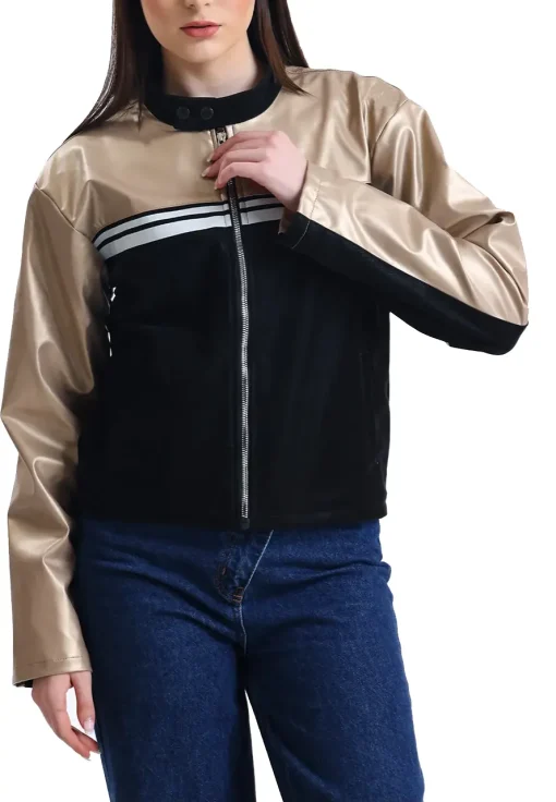 womens-striped-gold-faux-leather-racer-jacket