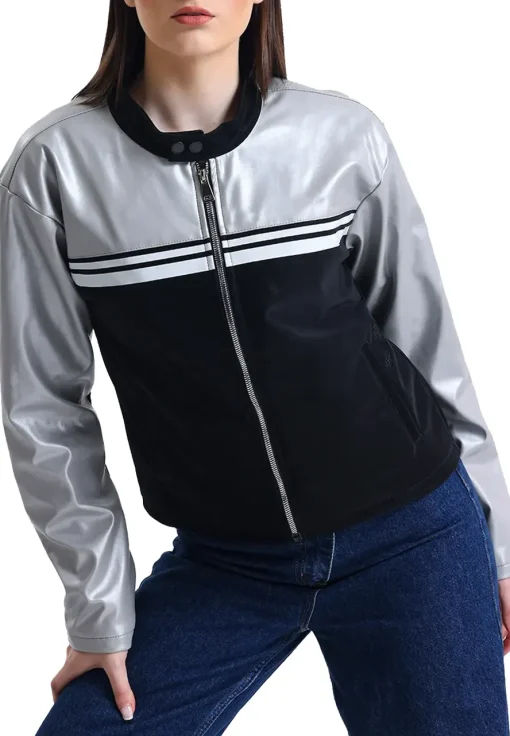 womens-striped-gray-faux-leather-racer-jacket