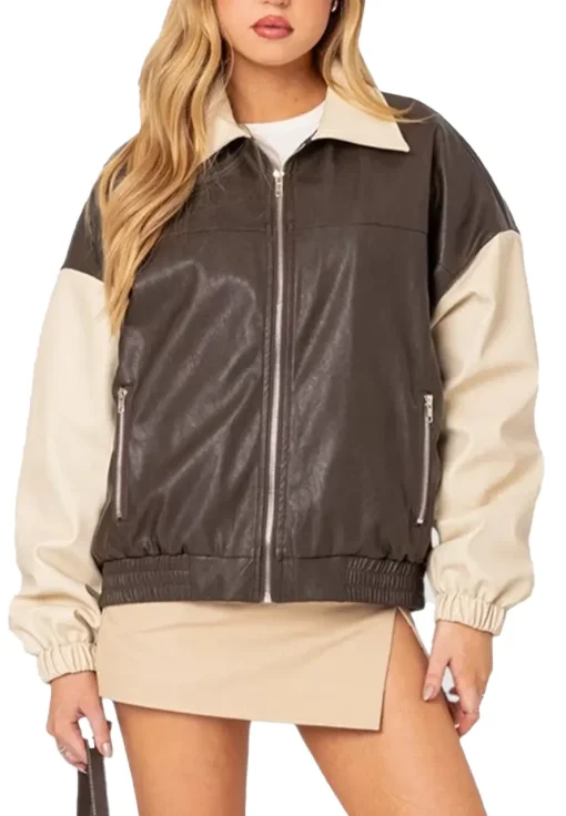 womens-two-tone-faux-leather-bomber-jacket