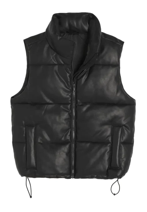 womens-ultimate-black-faux-leather-puffer-vest