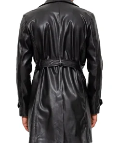 Men's Black Faux Leather Mid-Length Coat 6 mens-black-faux-leather-mid-length-coat