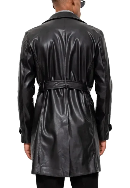 mens-black-faux-leather-mid-length-coat