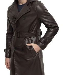 Men's Brown Faux Leather Mid-Length Coat 9 mens-brown-faux-leather-mid-length-coat