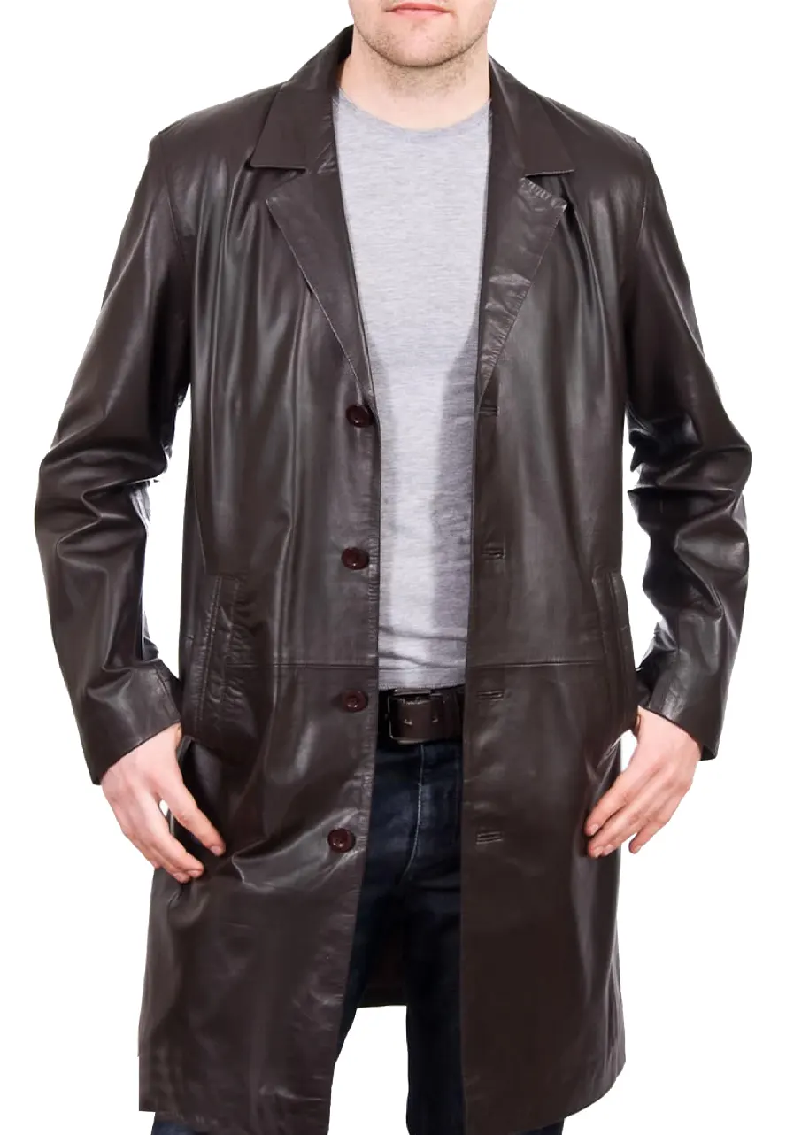 Men's Classic Brown Faux Leather Coat 1 mens-classic-brown-faux-leather-coat