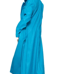 womens-aqua-blue-faux-leather-trench-coat