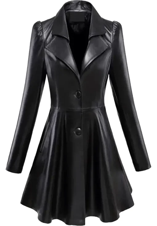 long-black-faux-leather-coat