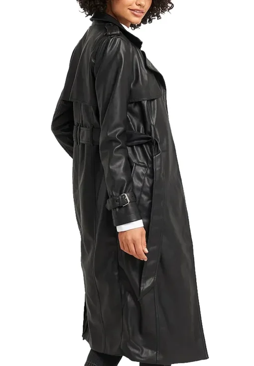 womens-black-vegan-leather-trench-coat