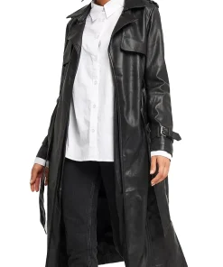 womens-black-vegan-leather-trench-coat