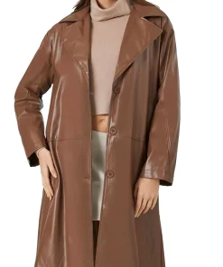 womens-brown-vegan-leather-trench-coat