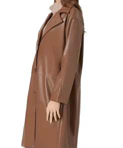 womens-brown-vegan-leather-trench-coat