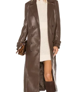 womens-chocolate-faux-leather-trench-coat
