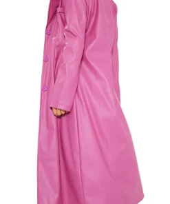 womens-dark-pink-faux-leather-trench-coat