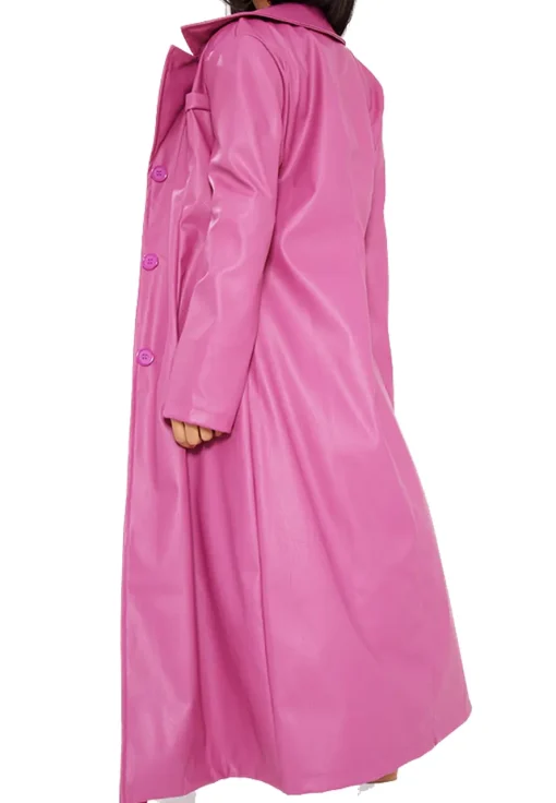 womens-dark-pink-faux-leather-trench-coat