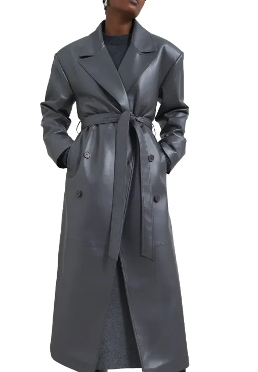 womens-faux-leather-grey-trench-coat