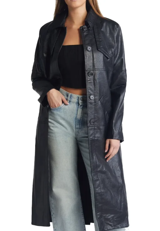 womens-faux-leather-trench-black-coat