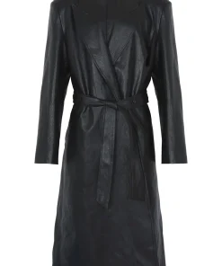 womens-grained-black-faux-leather-trench-coat