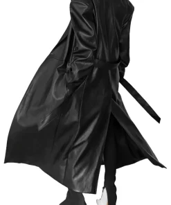 womens-grained-black-faux-leather-trench-coat