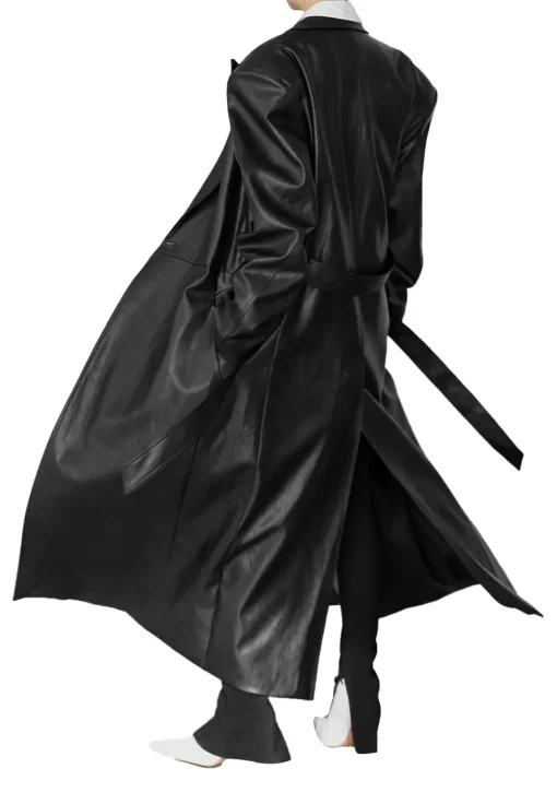womens-grained-black-faux-leather-trench-coat