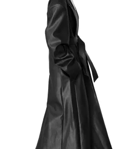 womens-grained-black-faux-leather-trench-coat