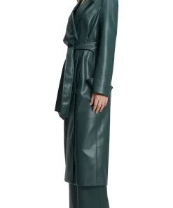 womens-iconic-green-faux-leather-trench-coat