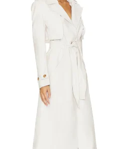 womens-ivory-faux-leather-trench-coat