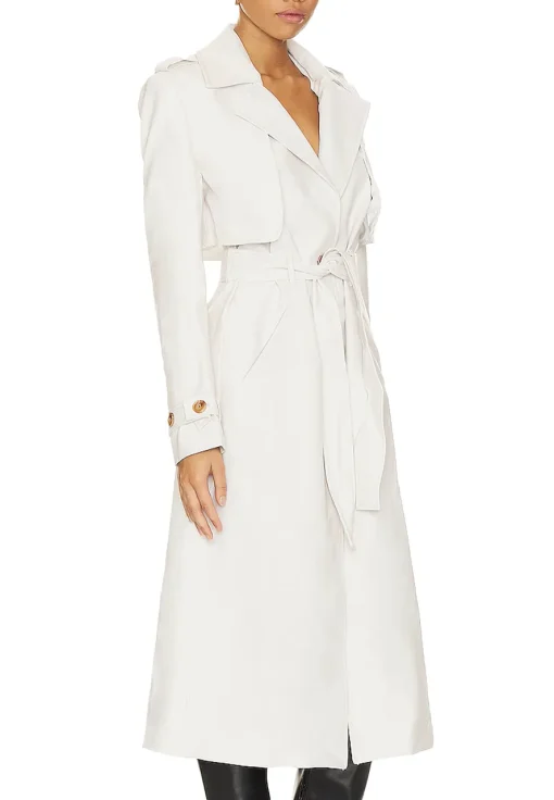 womens-ivory-faux-leather-trench-coat