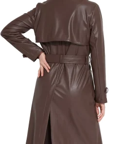 womens-mocha-faux-leather-trench-coat