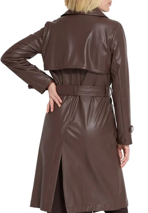 womens-mocha-faux-leather-trench-coat