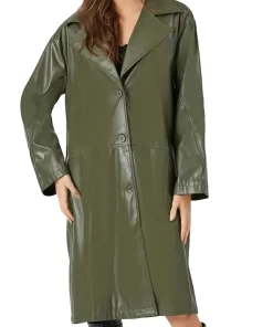 womens-olive-faux-leather-coat
