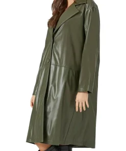 womens-olive-faux-leather-coat