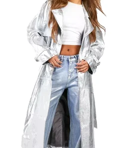 womens-silver-faux-leather-maxi-trench-coat