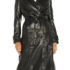 womens-trench-black-faux-leather-coat